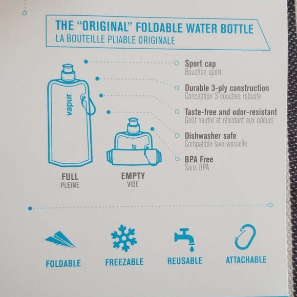 NWT Vapur Reflex Anti-Bottle Foldable Water Bottle - Picture 3 of 8